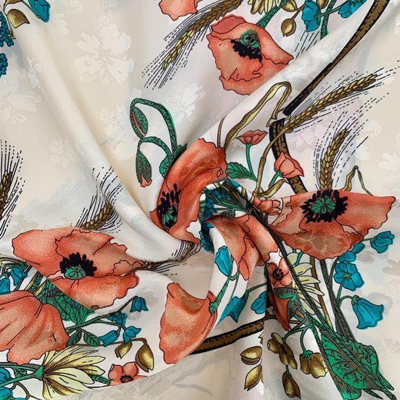 Gucci Silk Floral Scarf with Slight Shimmer - Picture 11 of 14